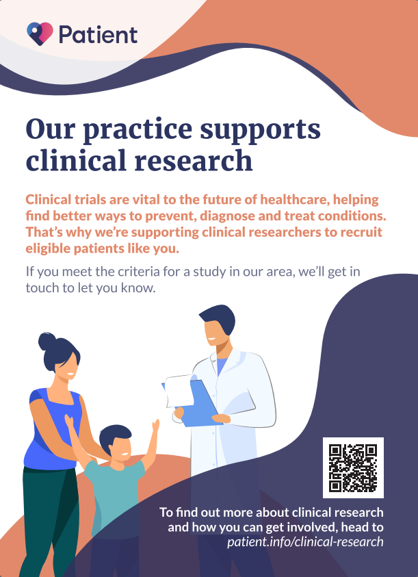 Poster Explaining the practice supports EMIS Recruit - Research company